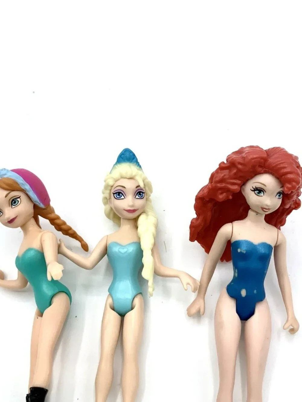 Disney Princess MagiClips Frozen Anna Elsa Merida Polly Pocket Doll Lot Of 3